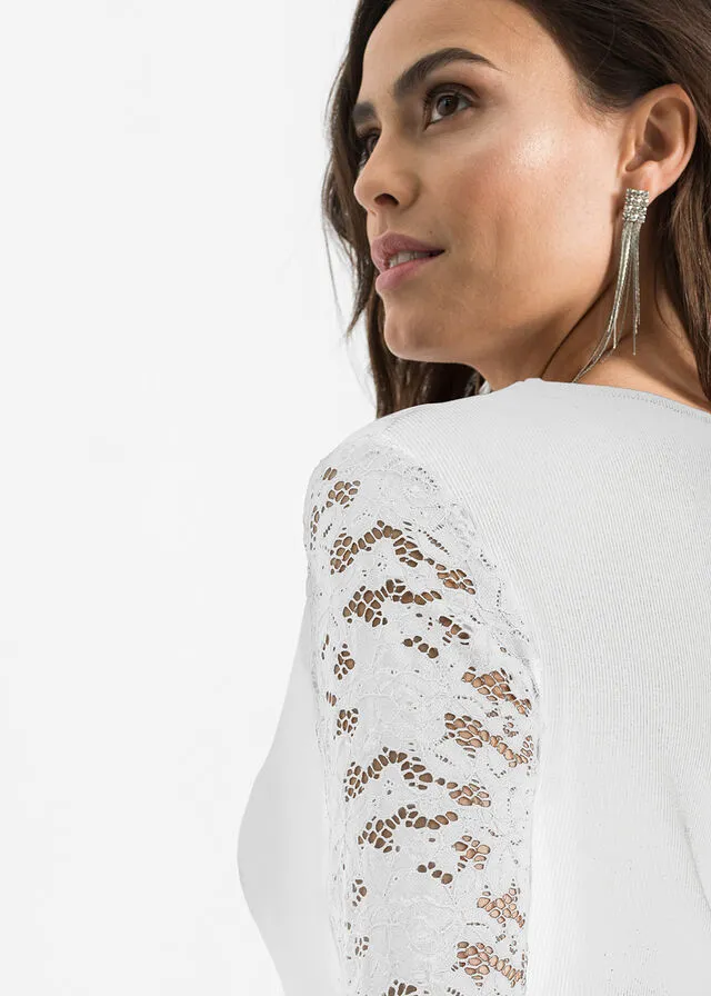Camiseta con cremallera Blanco lana