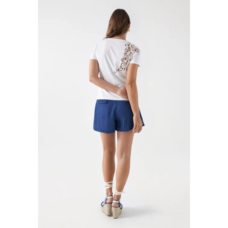 CAMISETA CON DETALLE DE ENCAJE MUJER SALSA