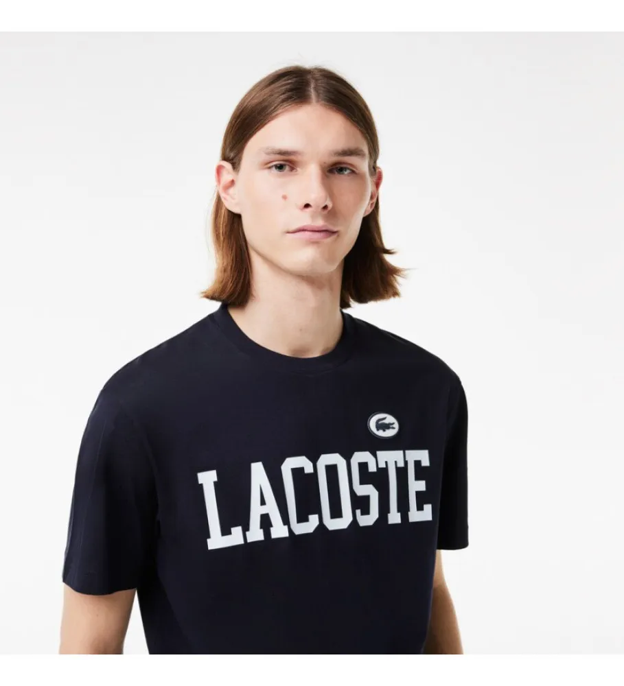 Camiseta con estampado a contraste marino