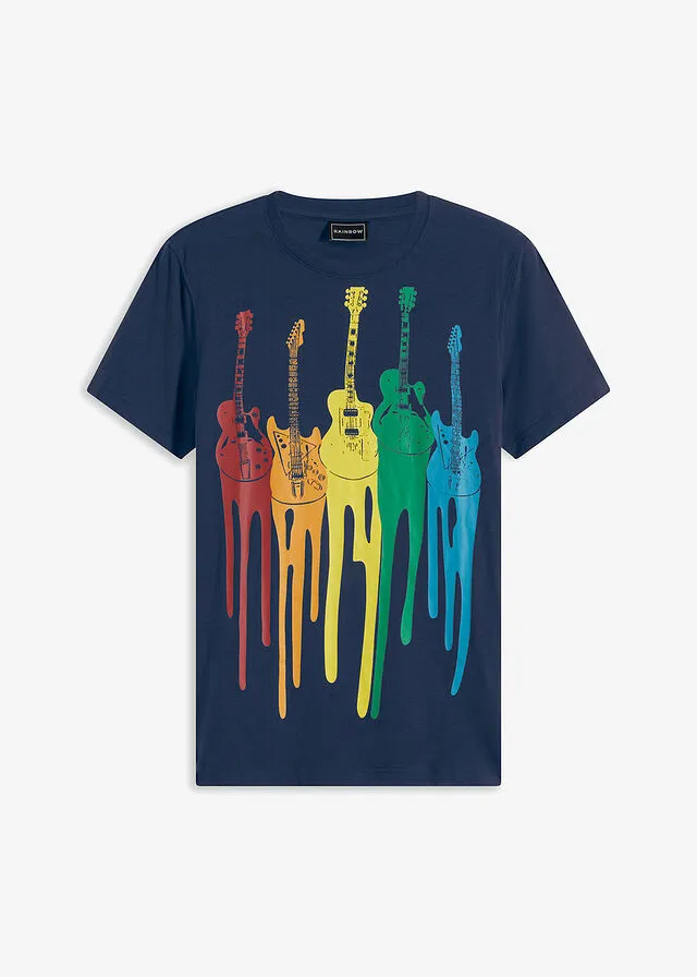 Camiseta con estampado de guitarras Azul oscuro