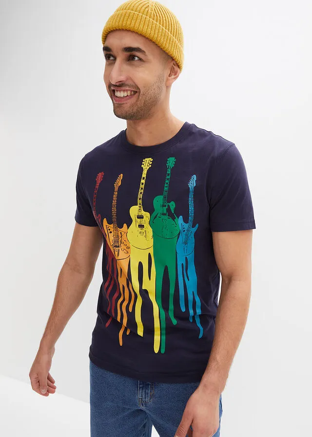 Camiseta con estampado de guitarras Azul oscuro