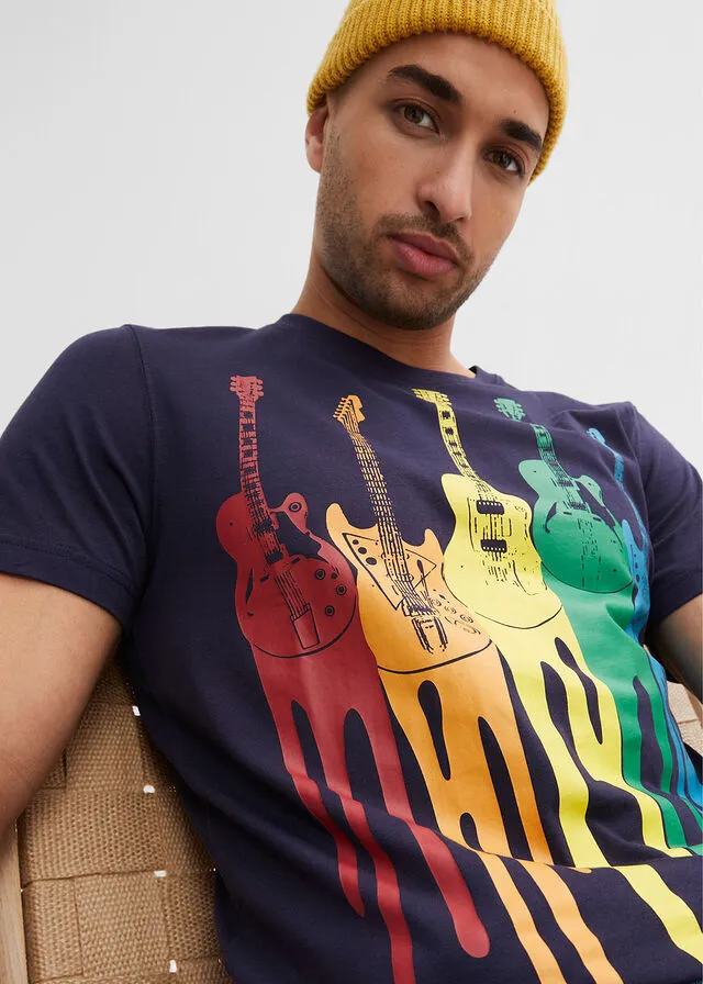 Camiseta con estampado de guitarras Azul oscuro