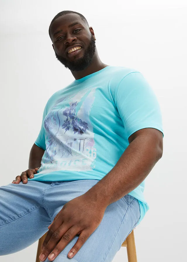 Camiseta con estampado gráfico informal y corte cómodo Celeste con estampado gráfico