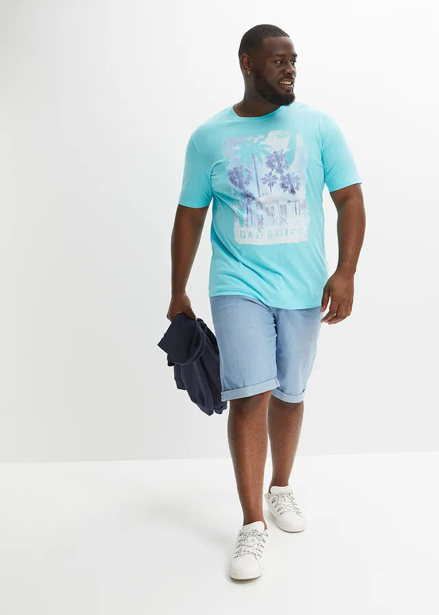Camiseta con estampado gráfico informal y corte cómodo Celeste con estampado gráfico