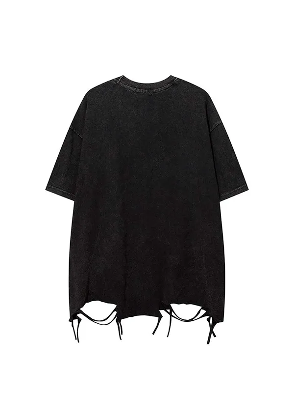 Camiseta de manga corta extragrande irregular para hombre