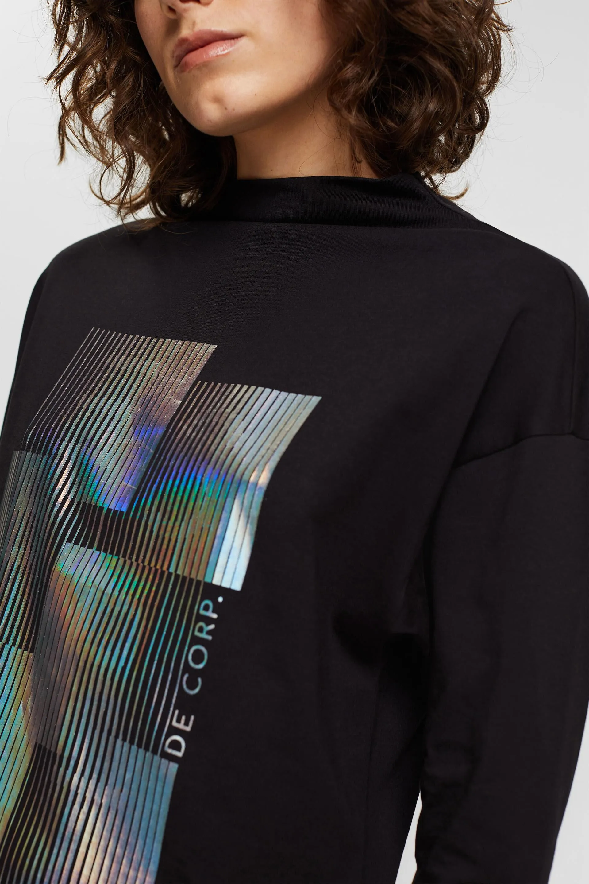 Camiseta de manga larga con estampado metalizado