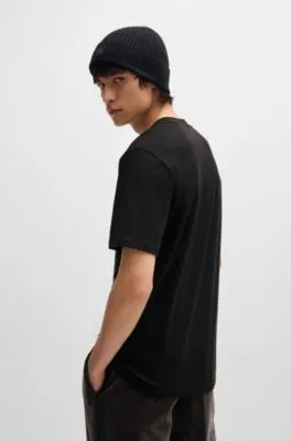 Camiseta de punto de algodón con logo apilado y diseño gráfico estampado