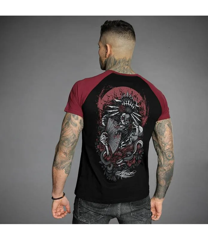CAMISETA MANGA CORTA HOMBRE DEAD GEISHA NEGRA Y ROJA HYRAW SP24M10