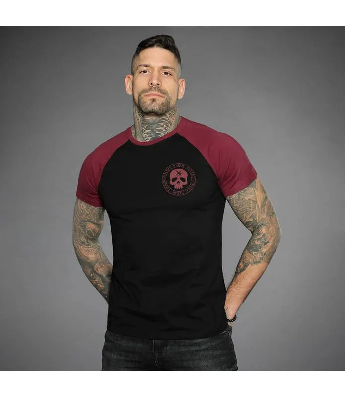 CAMISETA MANGA CORTA HOMBRE DEAD GEISHA NEGRA Y ROJA HYRAW SP24M10