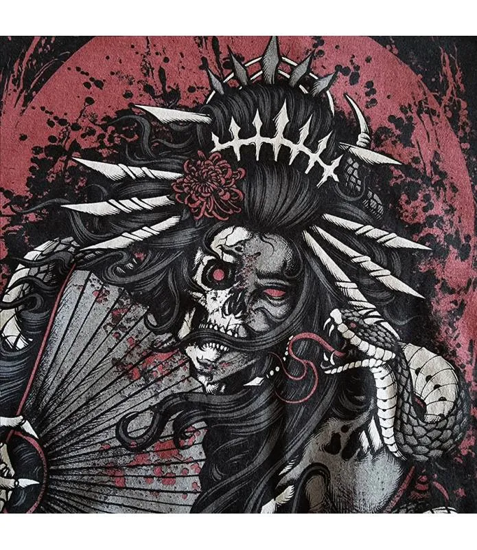 CAMISETA MANGA CORTA HOMBRE DEAD GEISHA NEGRA Y ROJA HYRAW SP24M10