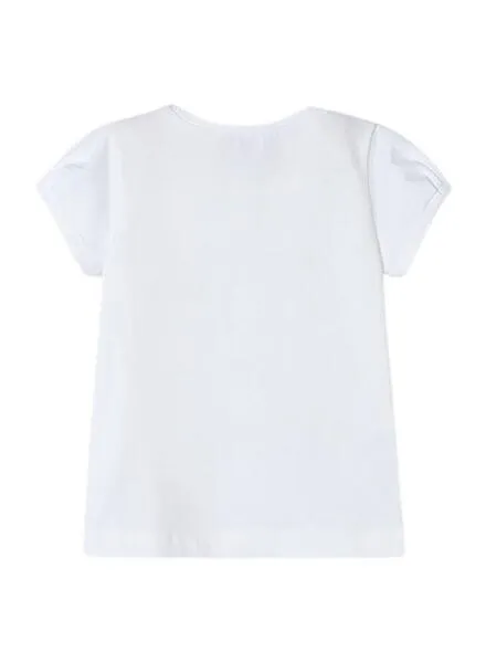 Camiseta Mayoral Aplicaciones Blanco Fucsia Niña