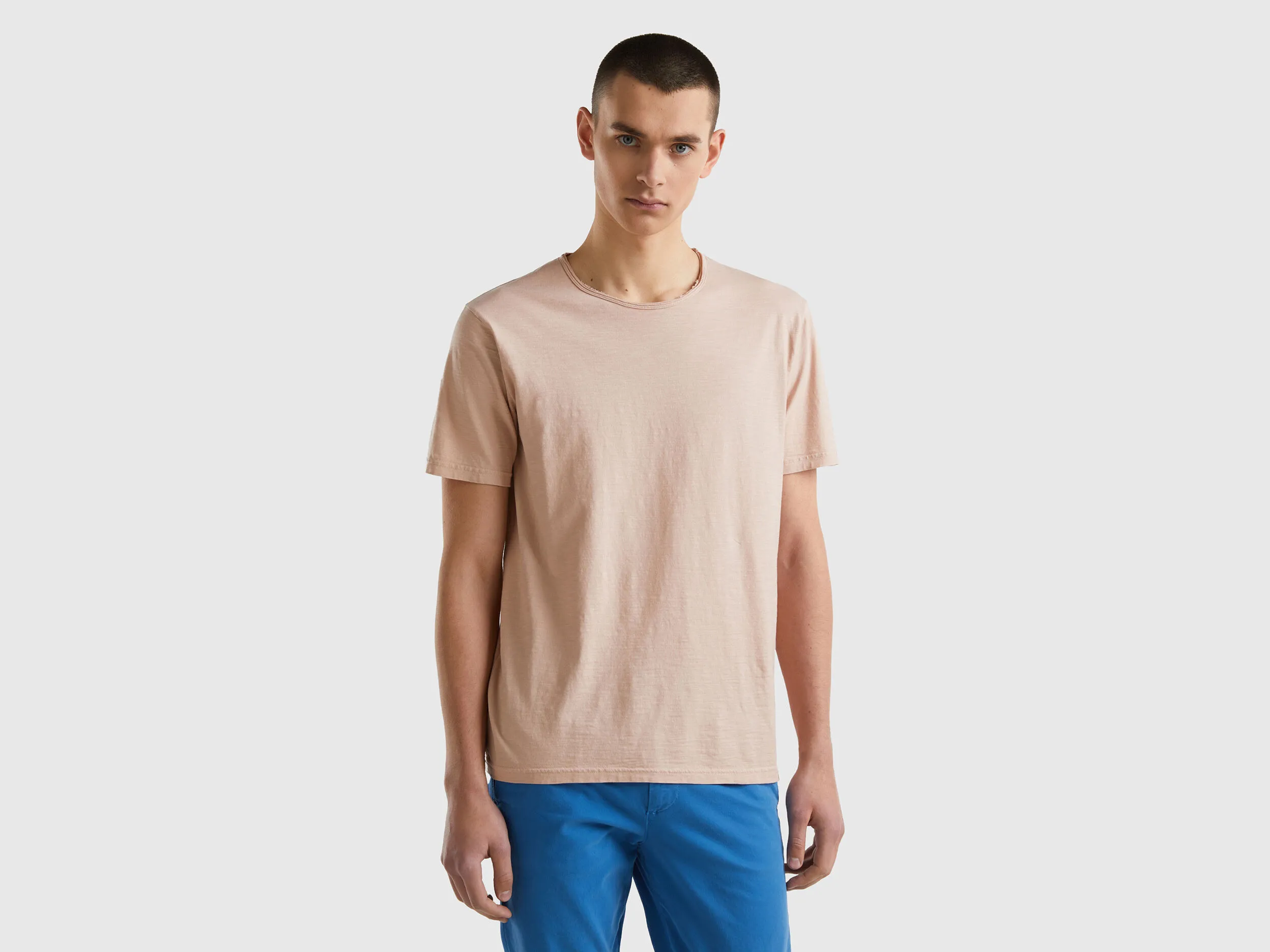 Camiseta rosa carne de algodón flameado