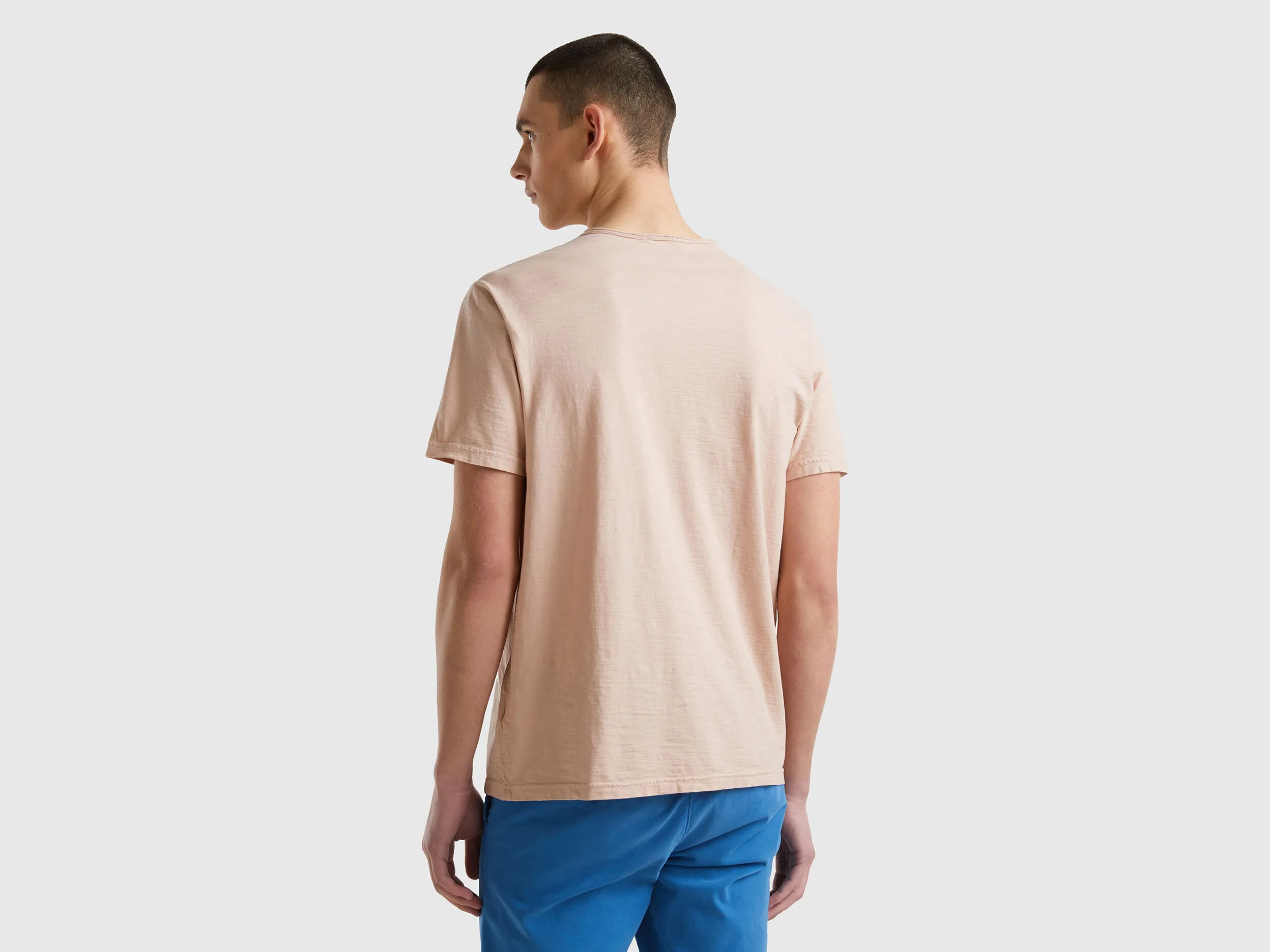 Camiseta rosa carne de algodón flameado