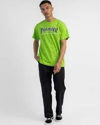 CAMISETA THRASHER MAGAZINE HOMBRE OUTLINED TSHIRT MANGA CORTA REF. 145171 LOGO PECHO VERDE LIMA/NEGRO