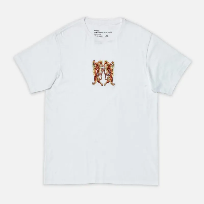 CAMISETAS MAHARISHI 2063WHITE HEART OF TIGERS EMBROIDERED TSHIRT