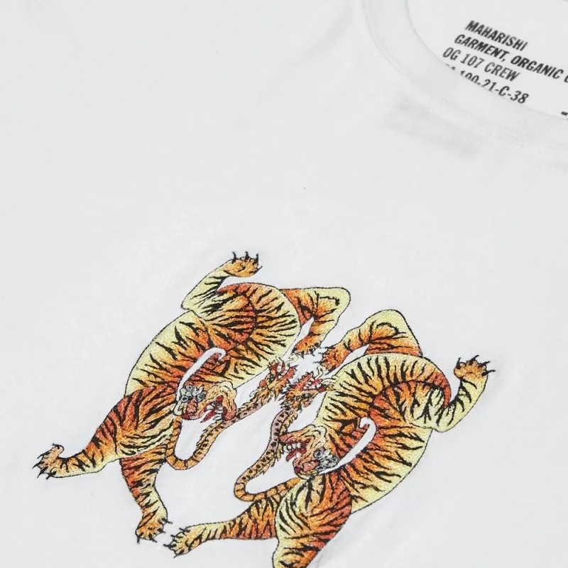 CAMISETAS MAHARISHI 2063WHITE HEART OF TIGERS EMBROIDERED TSHIRT