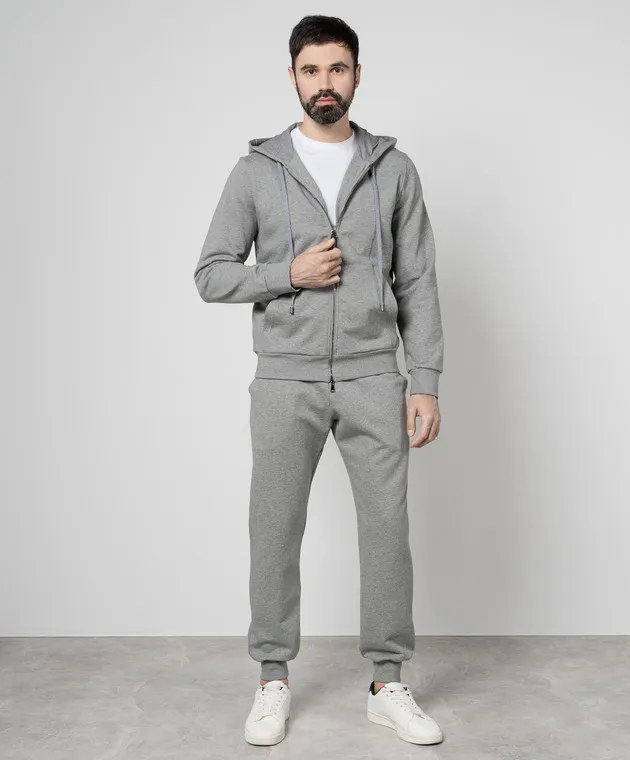 Canali Gray joggers with embroidery
