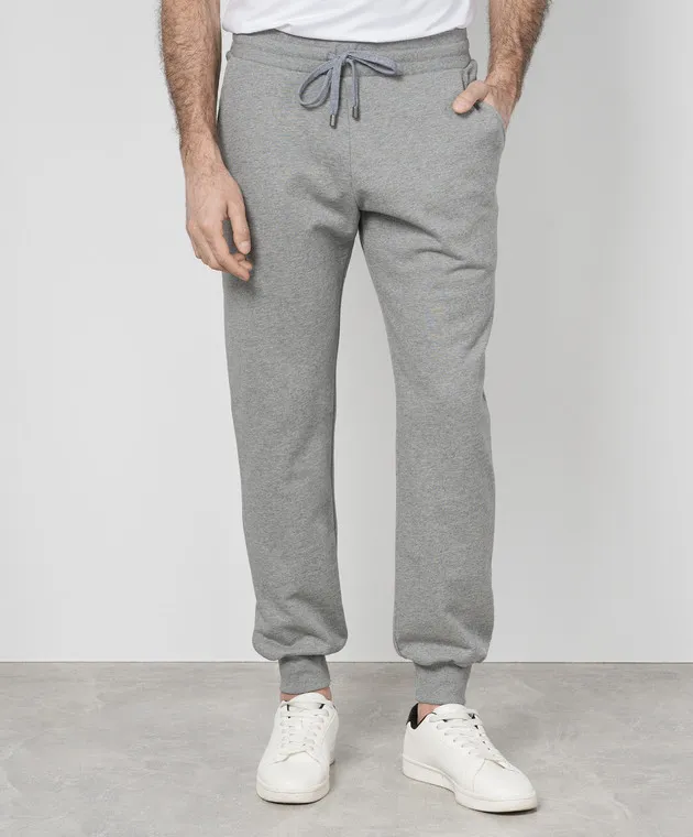 Canali Gray joggers with embroidery