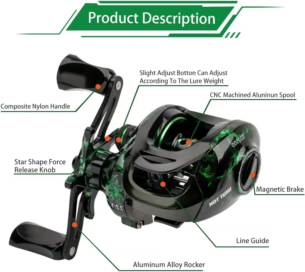 Carrete de Pesca Baitcasting Sistema de frenado magnético para la Pesca en Agua Salada y Agua Dulce  carretes de Pesca Baitcaste