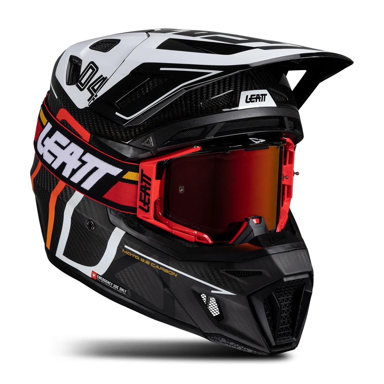 CASCO DE CROSS LEATT MOTO 9.5 CON GAFAS CARBONOBLANCO 
