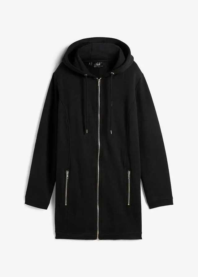 Chaqueta de chándal larga con bolsillos con cremallera Negro