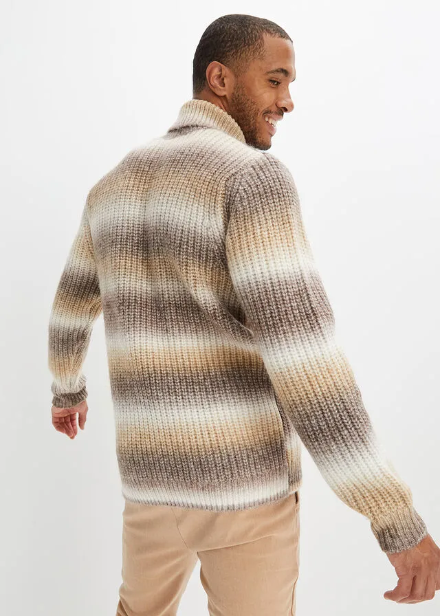 CHAQUETA DE PUNTO MARRóN TIERRABLANCO LANACAFé CON HIELO JASPEADO