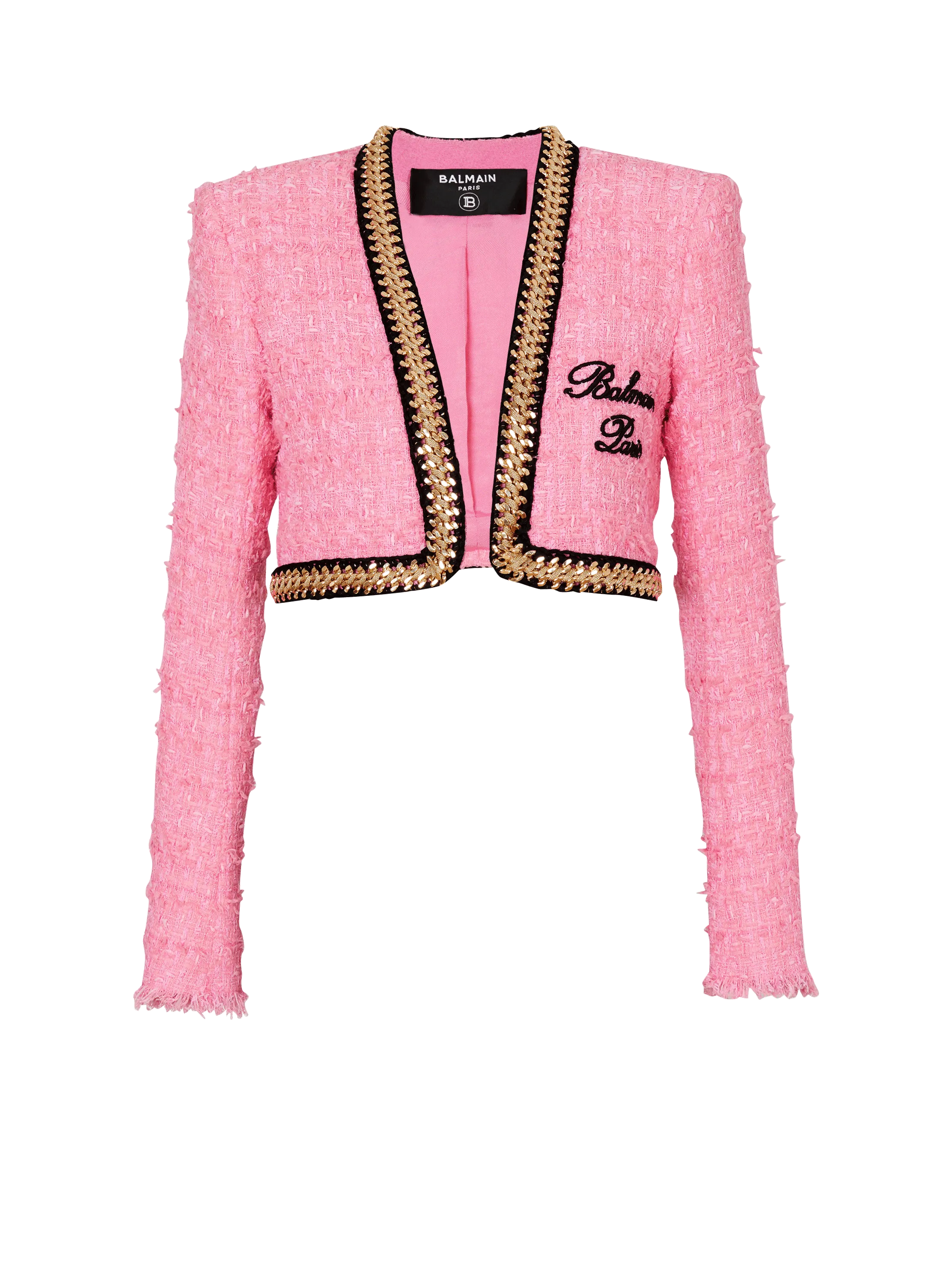 Chaqueta de tweed y cadenas Balmain Signature