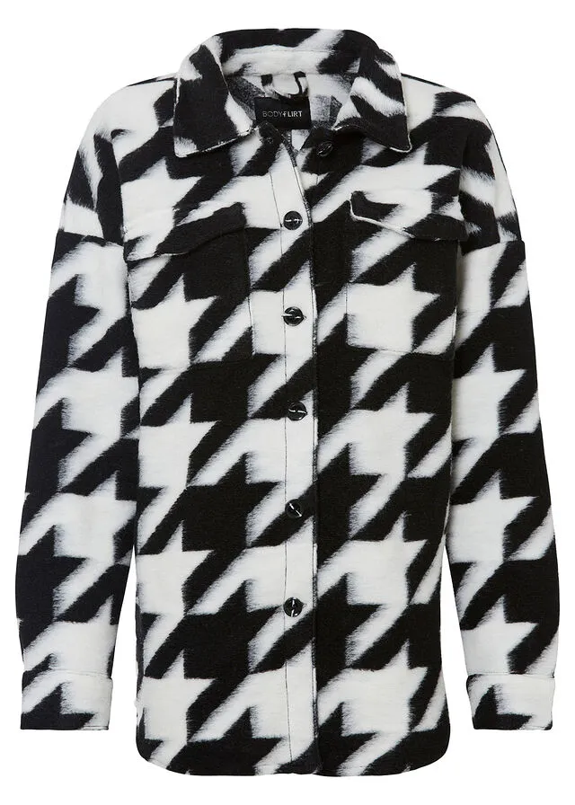 CHAQUETA NEGROBLANCO LANA CON PATRóN PATA DE GALLO