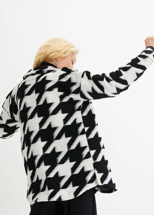 CHAQUETA NEGROBLANCO LANA CON PATRóN PATA DE GALLO