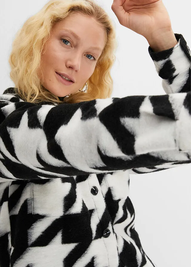 CHAQUETA NEGROBLANCO LANA CON PATRóN PATA DE GALLO