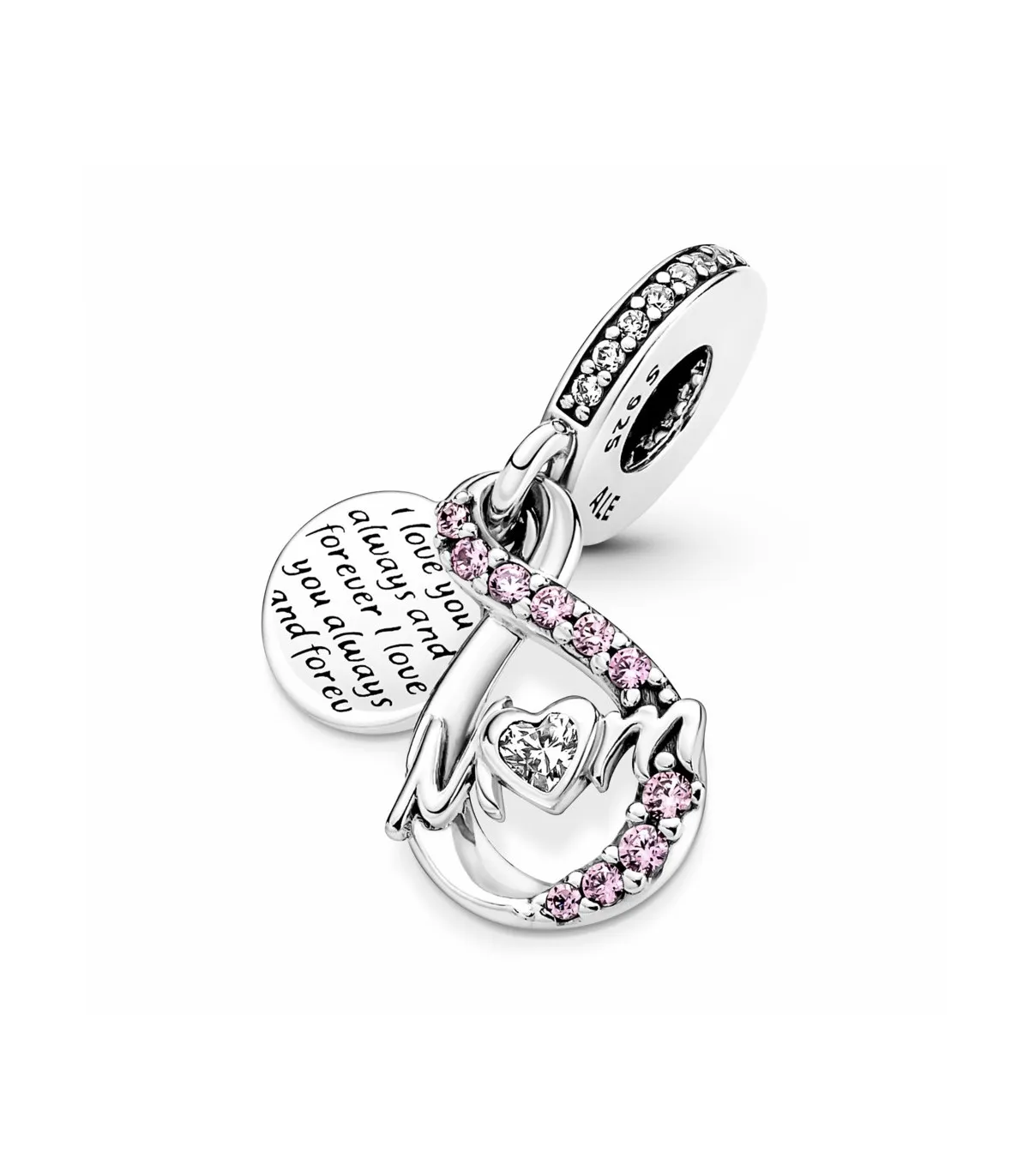 CHARM COLGANTE PANDORA DOBLE MAMá INFINITO PAVé  791468C01