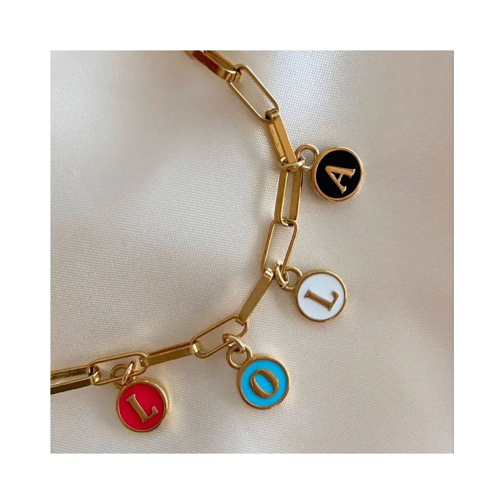 Charm Letra Turquesa Oro