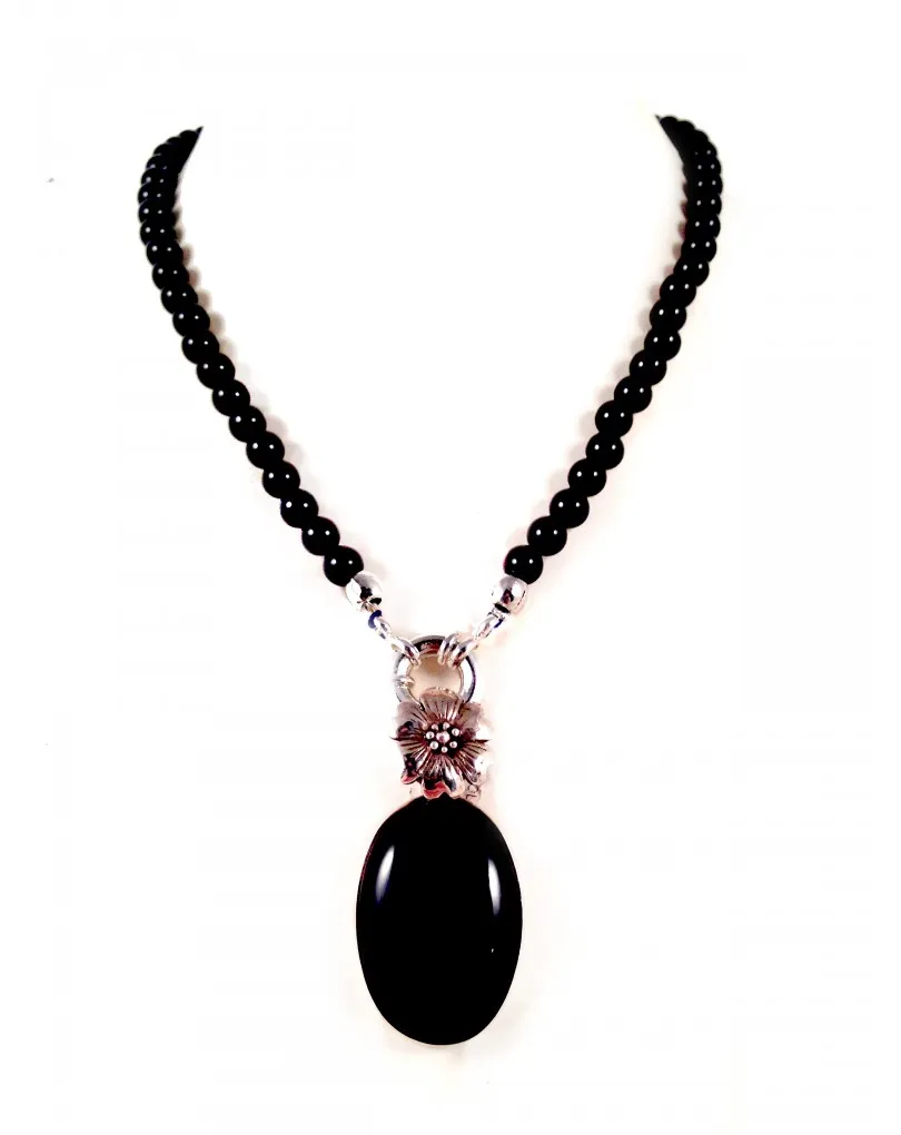 COLLAR PIEDRA NATURAL CON COLGANTE DE PLATA, MEDIDAS: LARGO COLLAR 50CM, COLGANTE 3*2CM