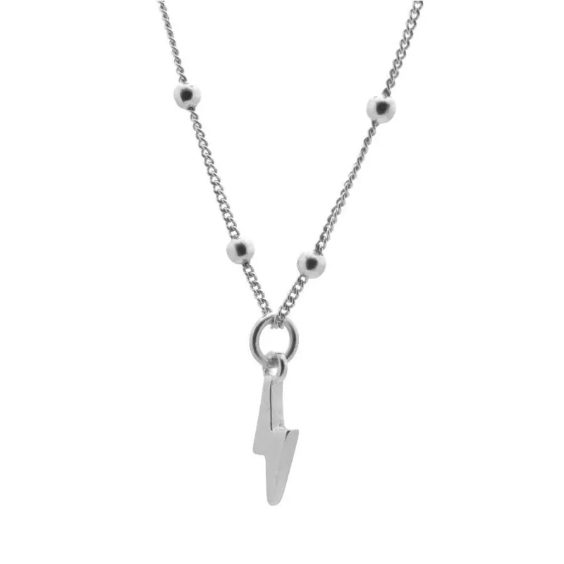 Collar Plata Cadena Bolitas Rayo