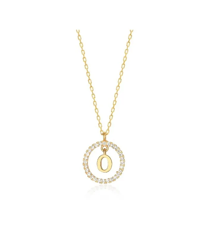 Collar Plata Inicial Circulo Brillante Gold