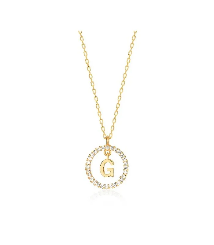 Collar Plata Inicial Circulo Brillante Gold