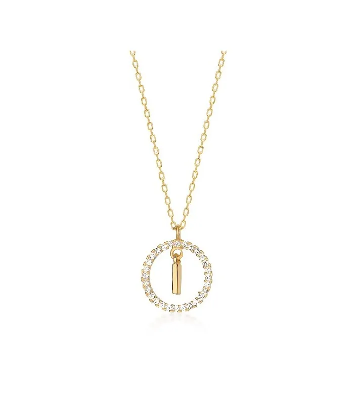 Collar Plata Inicial Circulo Brillante Gold