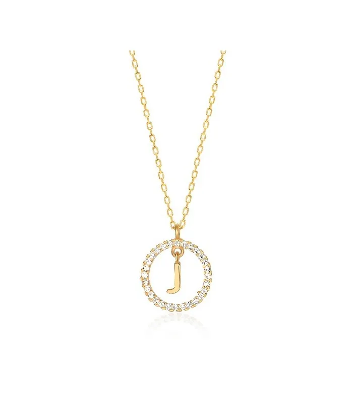 Collar Plata Inicial Circulo Brillante Gold