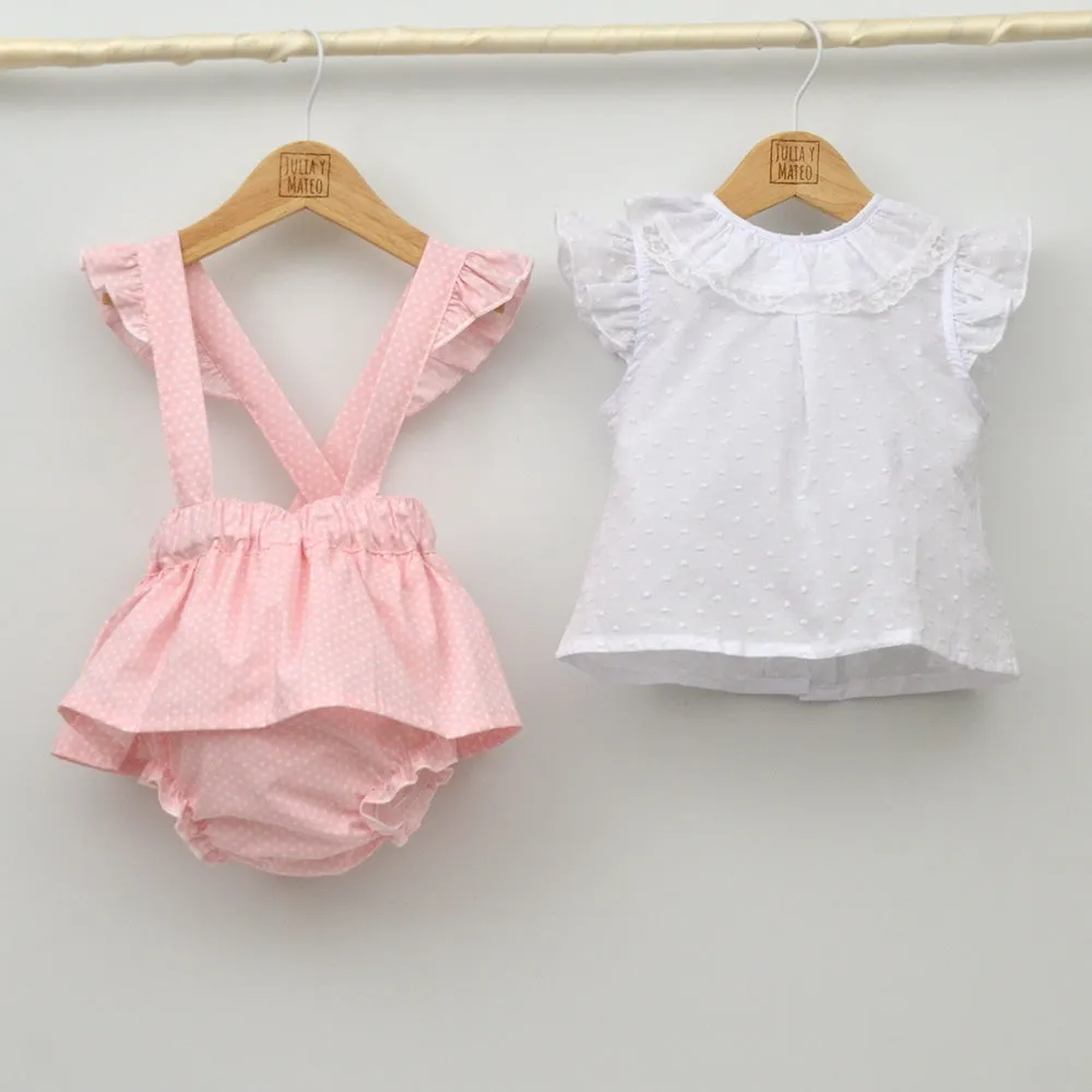 Conjunto bebé Santorini con faldita y blusa de plumeti