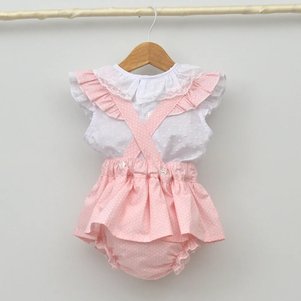 Conjunto bebé Santorini con faldita y blusa de plumeti