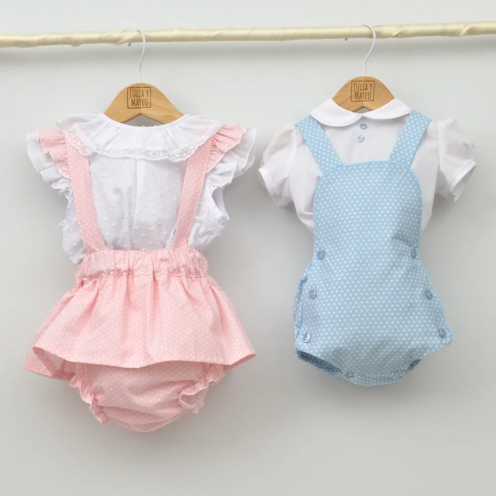 Conjunto bebé Santorini con faldita y blusa de plumeti