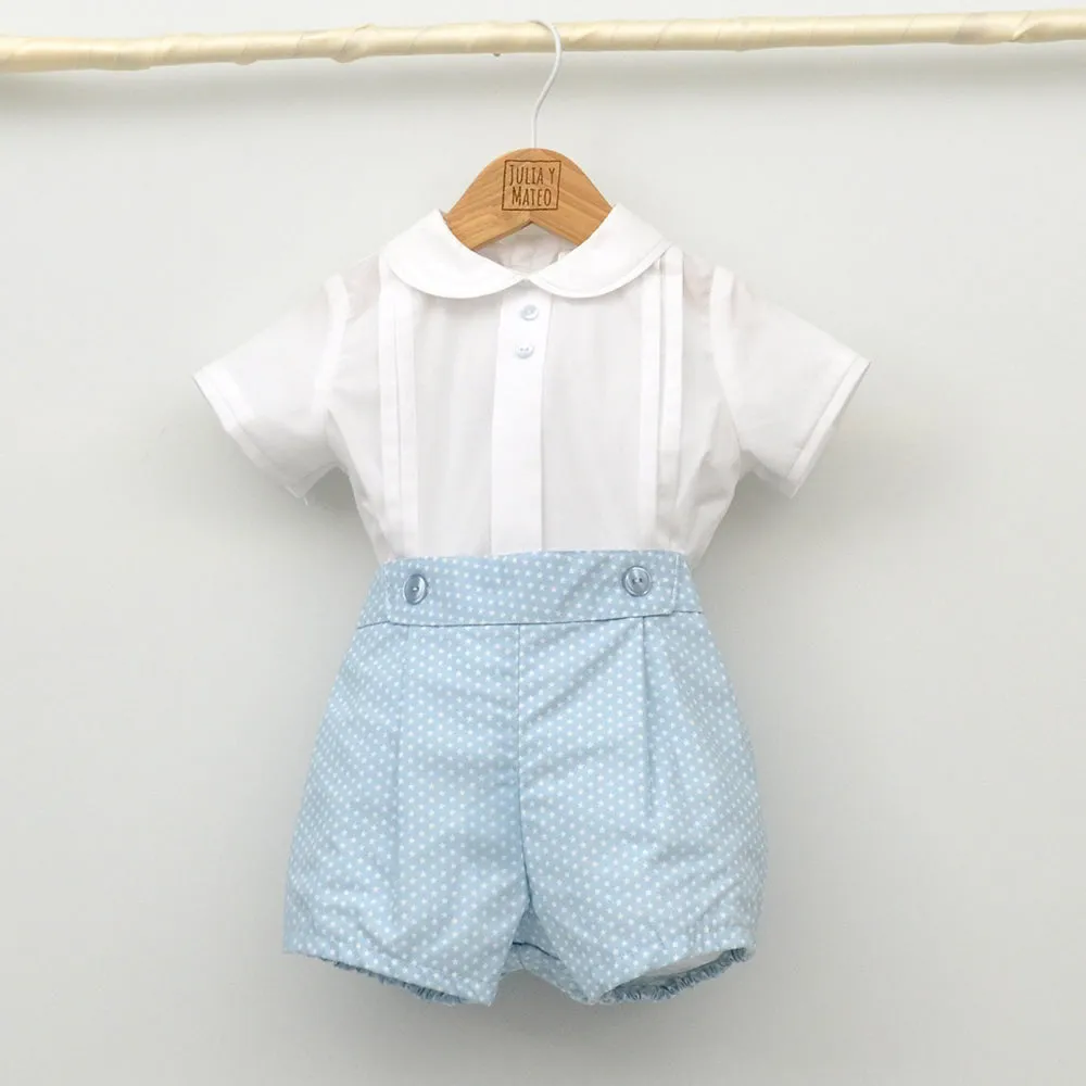 Conjunto bebé Santorini con faldita y blusa de plumeti