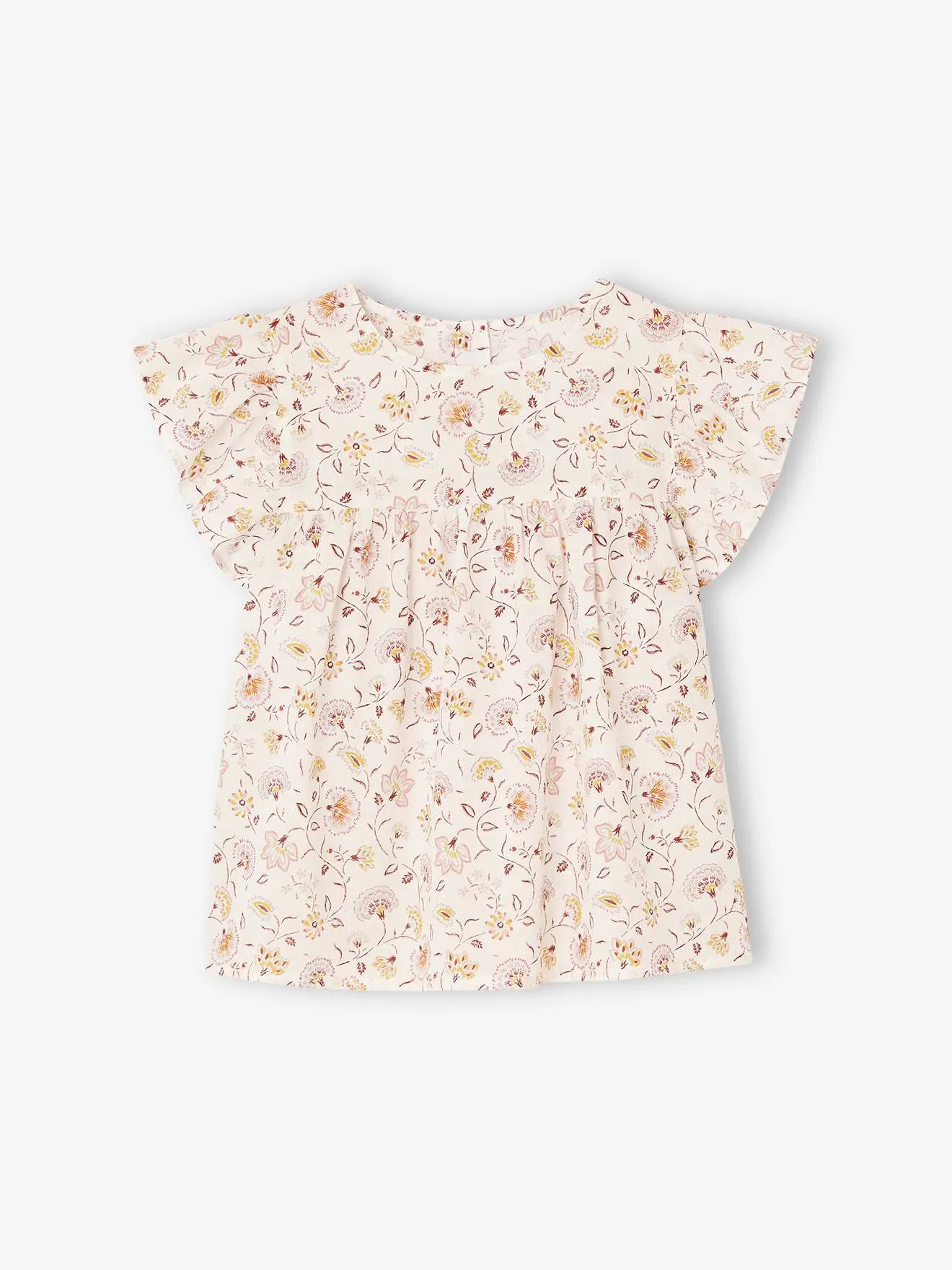 Conjunto blusa de flores y short de gasa de algodón para niña