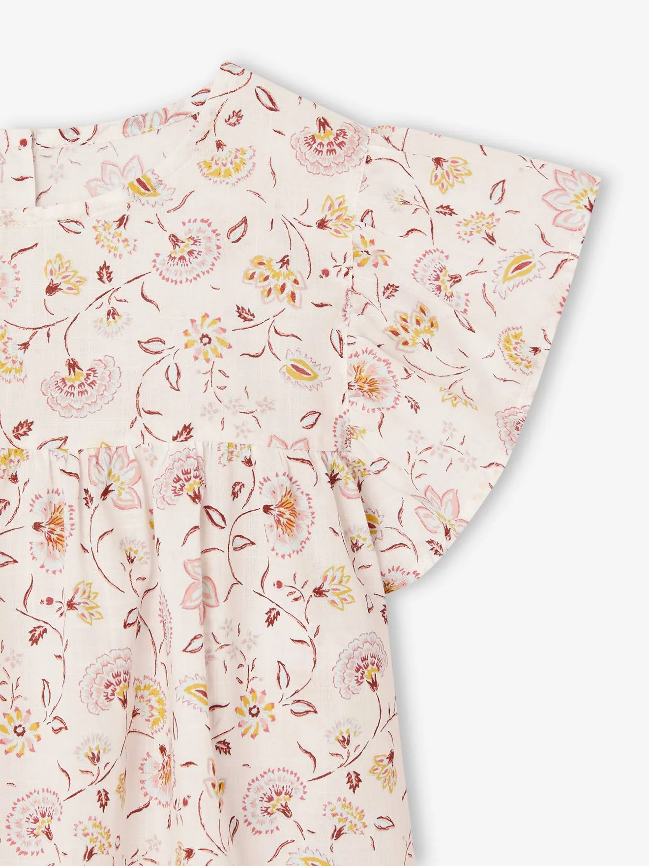 Conjunto blusa de flores y short de gasa de algodón para niña