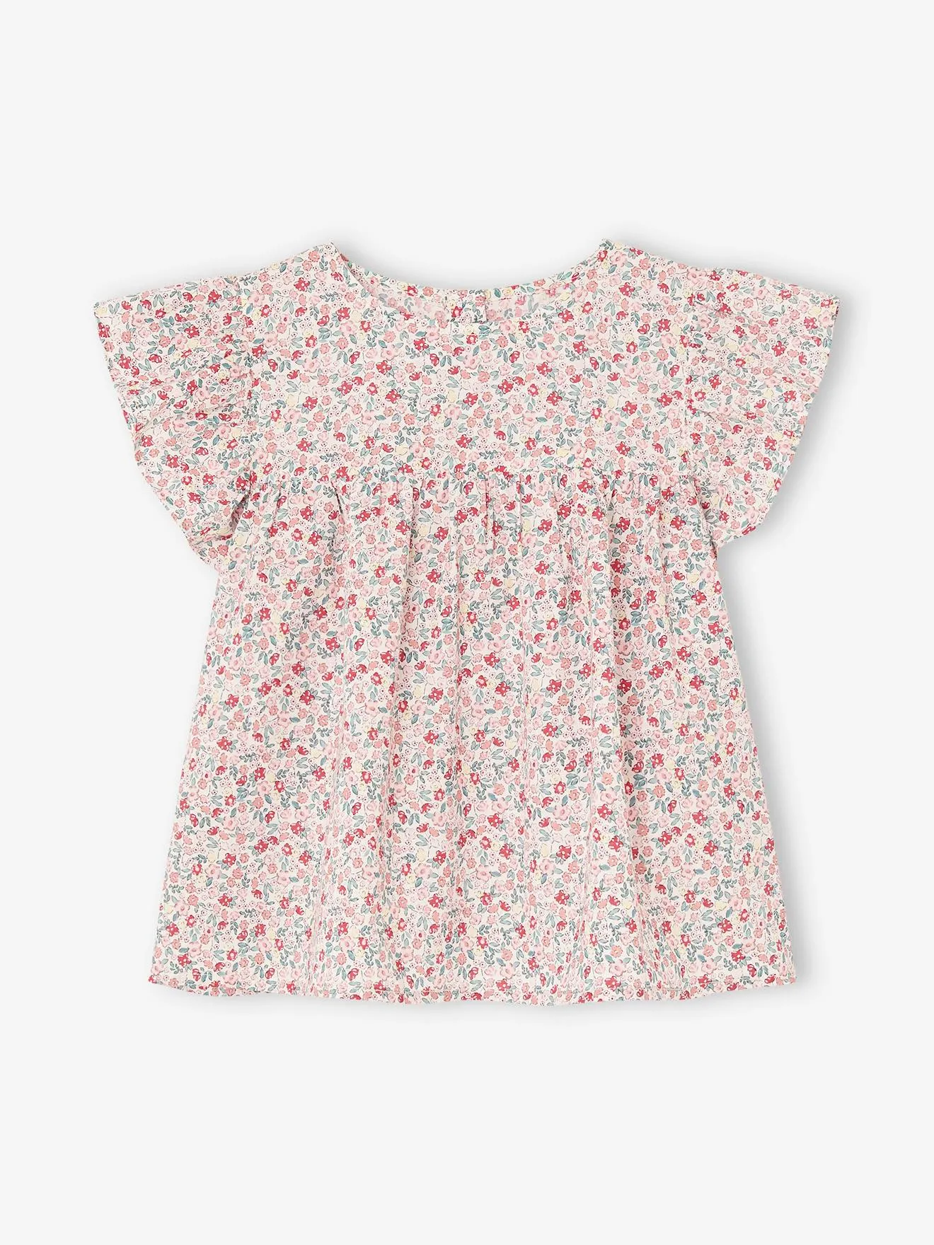 Conjunto blusa de flores y short de gasa de algodón para niña