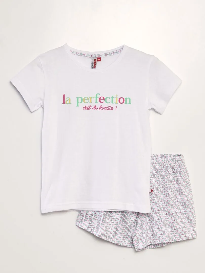 CONJUNTO DE PIJAMA 'FAMILIA'  2 PIEZAS  BLANCO