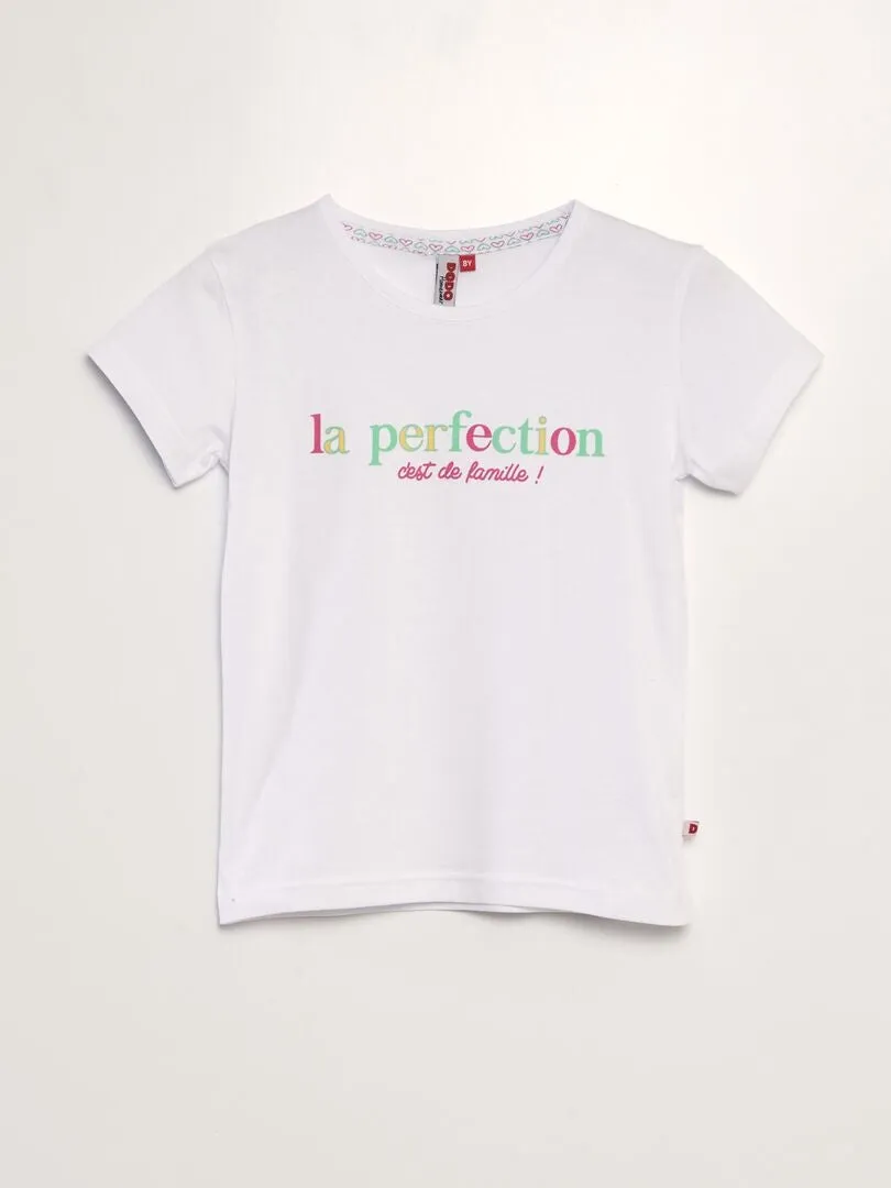 CONJUNTO DE PIJAMA 'FAMILIA'  2 PIEZAS  BLANCO