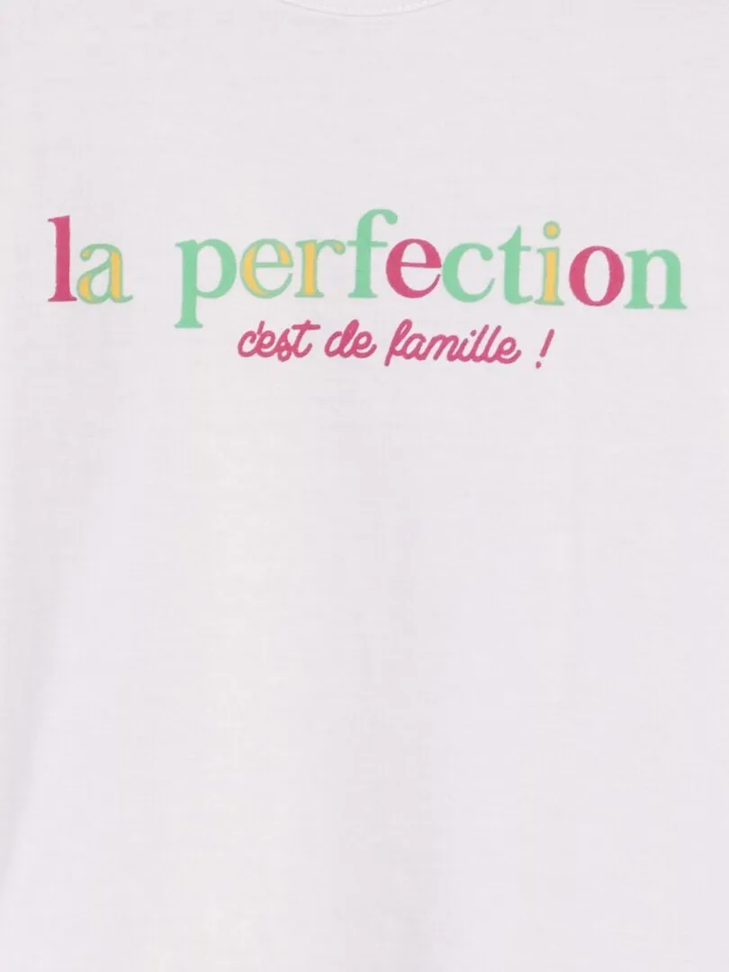 CONJUNTO DE PIJAMA 'FAMILIA'  2 PIEZAS  BLANCO