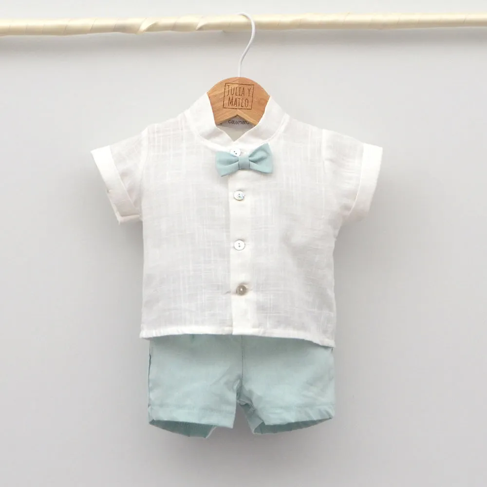 Conjunto nio Tokio con pololo lino y camisa con pajarita