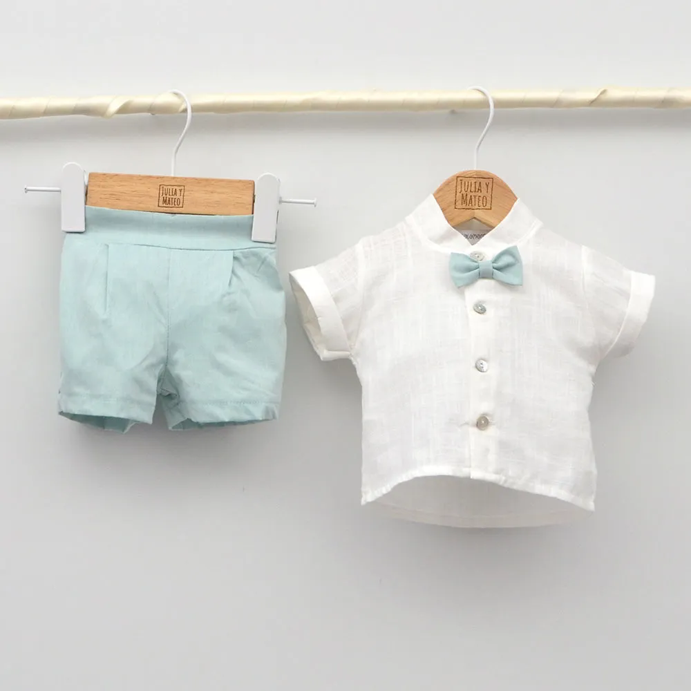 Conjunto nio Tokio con pololo lino y camisa con pajarita